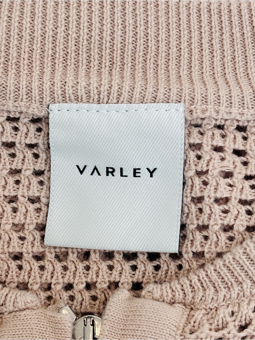 Varley Cameron Knit Cardigan Sweater Full Zip Cotton Moonlight Beige Large - Picture 9 of 14